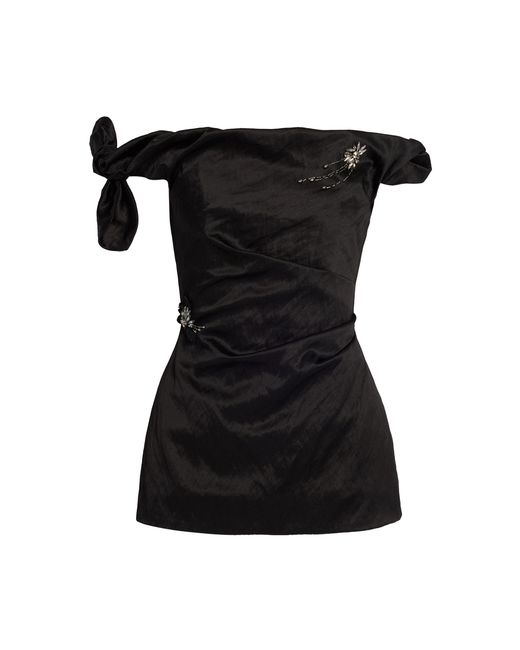 Erdem Black Off-The-Shoulder Satin Top