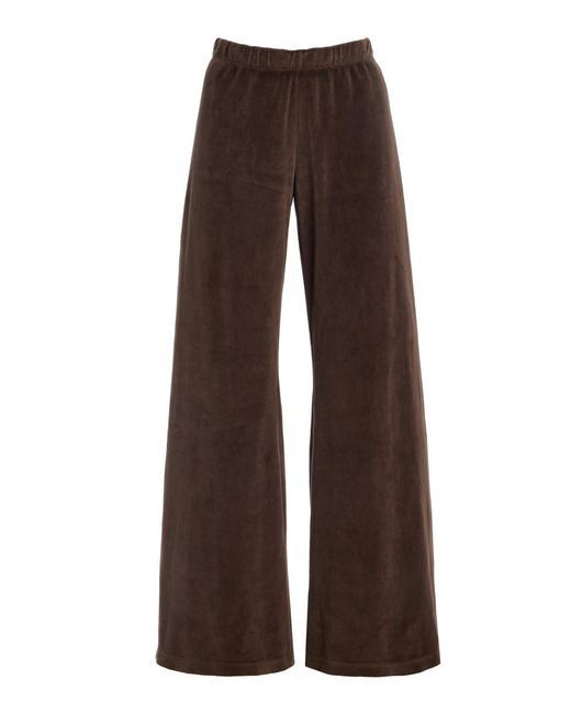 Suzie Kondi Brown Zephyra Velour Straight-Leg Pants