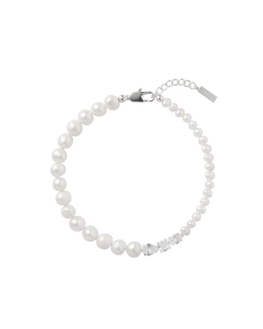 Eliou White Branca Branca Sterling Pearl And Crystal Anklet