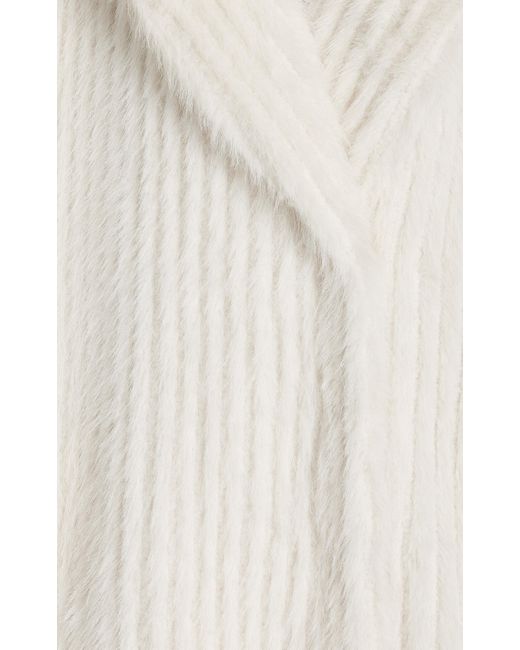 Stand Studio White Genevieve Ribbed Faux Fur Coat