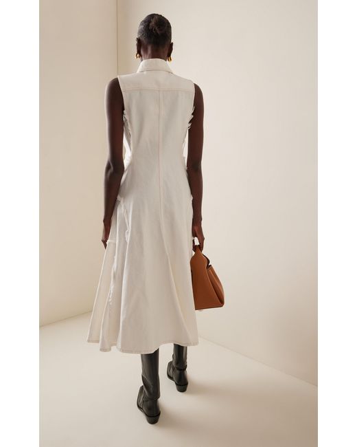 Chloé White Recycled Cotton-hemp Denim Midi Dress