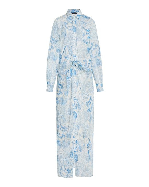 Versace Blue La Vacanza Chiffon Caftan Gown
