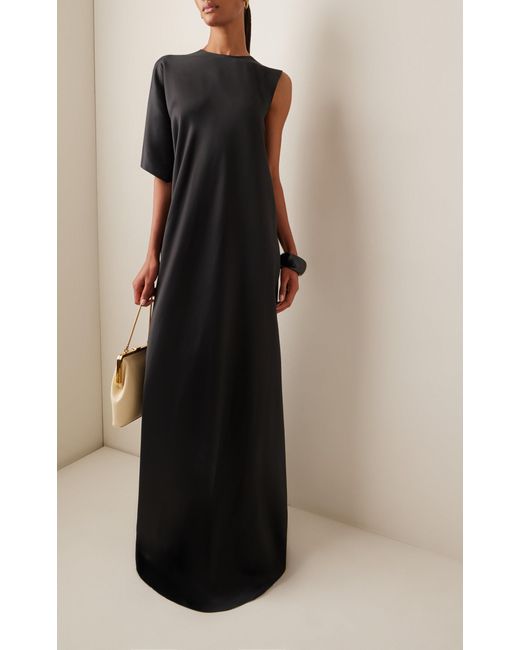 Maison Rabih Kayrouz Black Asymmetric Satin Maxi Dress