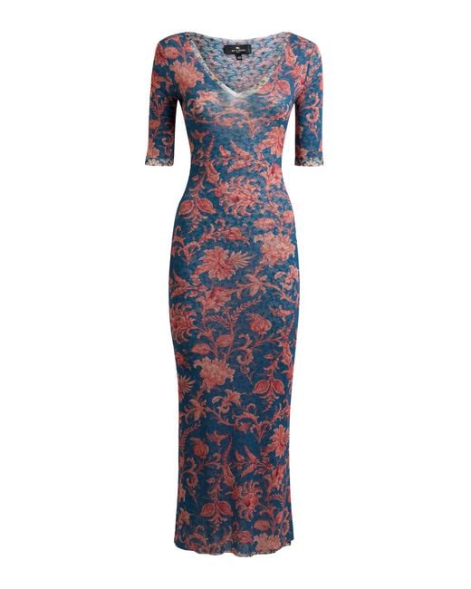 Etro Blue Jersey Midi Dress