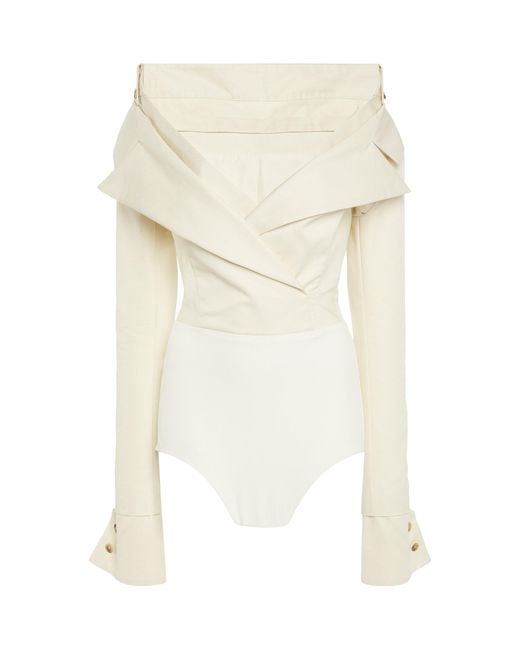 A.W.A.K.E. MODE Natural Low Cut Décolleté Jacket Bodysuit