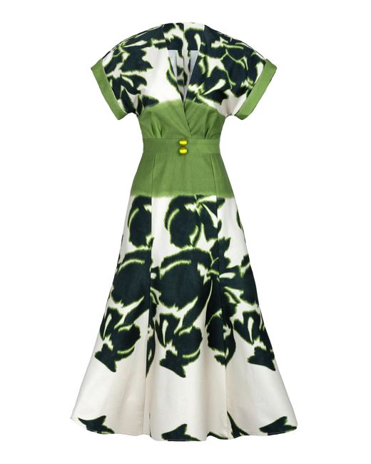 Silvia Tcherassi Green Maida Cotton-Blend Midi Dress