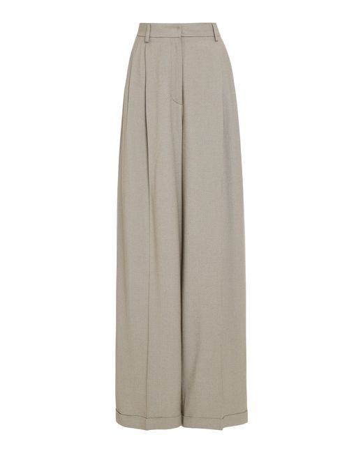 Tod's Gray High-rise Pleated Wide-leg Pants