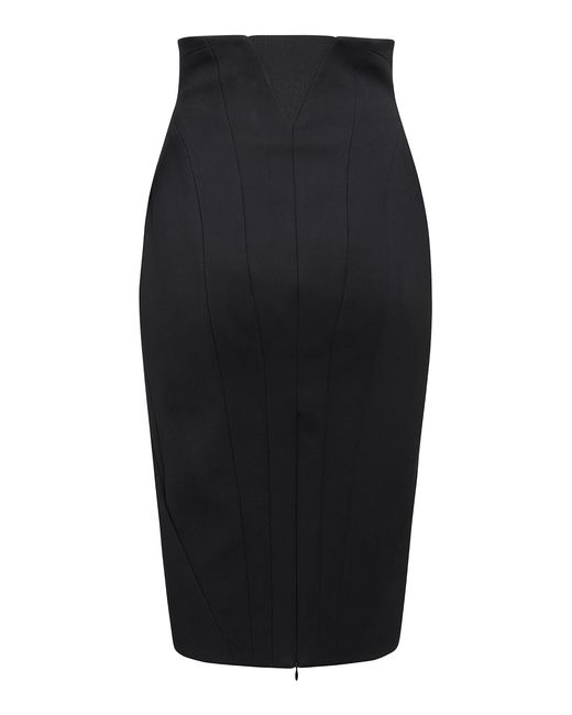 Alaïa Black Buttoned Stretch-wool Midi Pencil Skirt