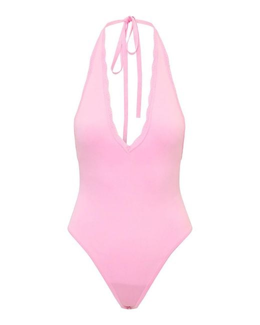 LoveShackFancy Pink Berta Knit Bodysuit