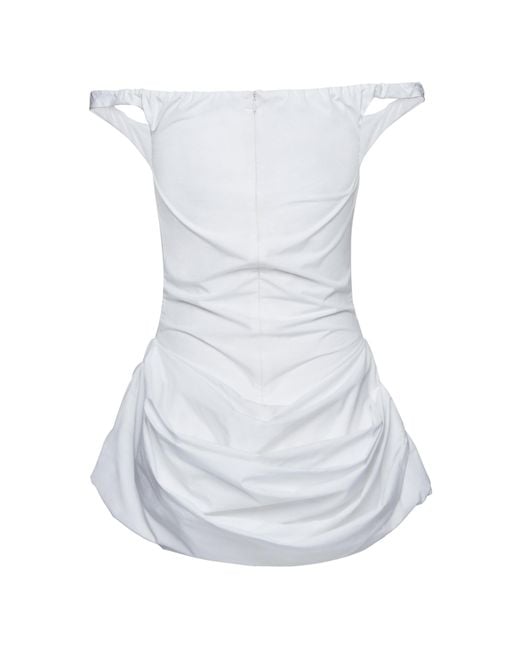 Magda Butrym White Draped Cotton Mini Dress