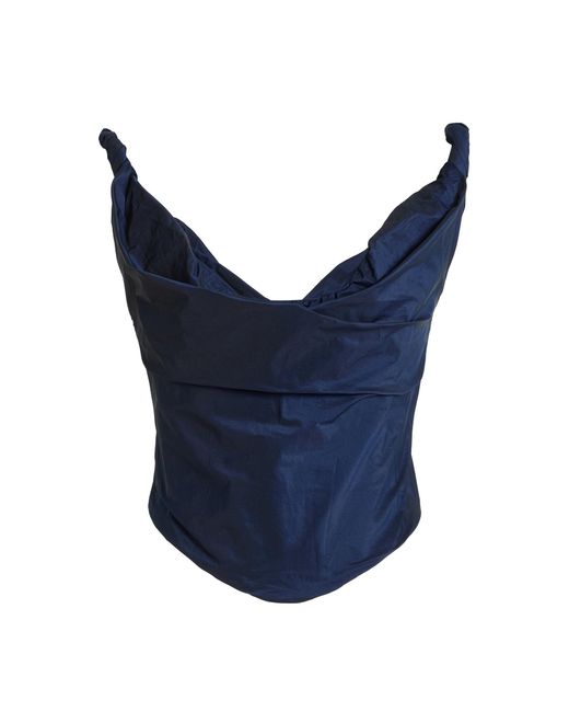 Staud Blue Olivia Taffeta Corset Top