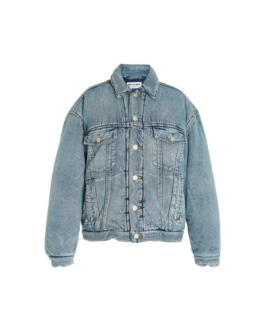 Balenciaga Blue Oversized Padded Denim Jacket