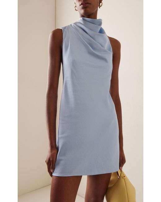 Significant Other Blue Annabel Draped Satin One-shoulder Mini Dress