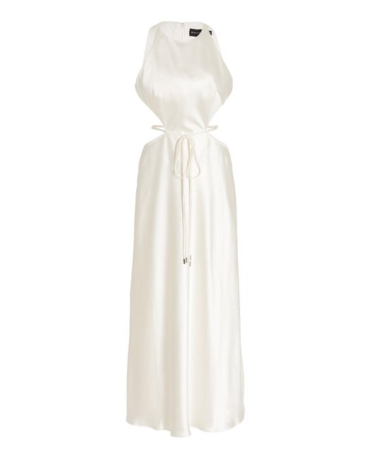Brandon Maxwell White Cut Out Silk Slip Dress