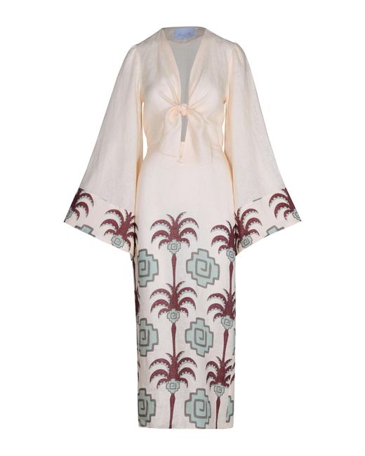 Johanna Ortiz White Sailing Flags Tie-Detailed Linen Midi Dress