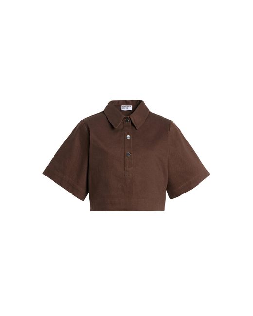 Matthew Bruch Brown Denim Popover Top