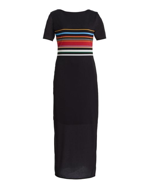 Cala De La Cruz Black Exclusive Alessia Striped Jersey Maxi Dress