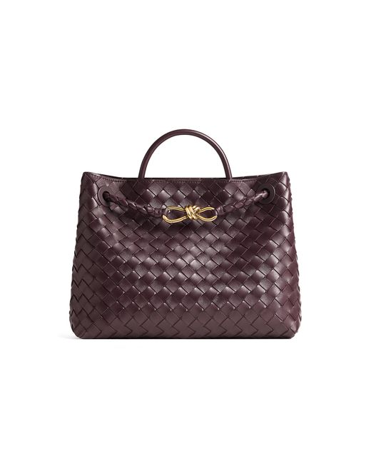Bottega Veneta Red Medium Andiamo Intrecciato Leather Tote Bag
