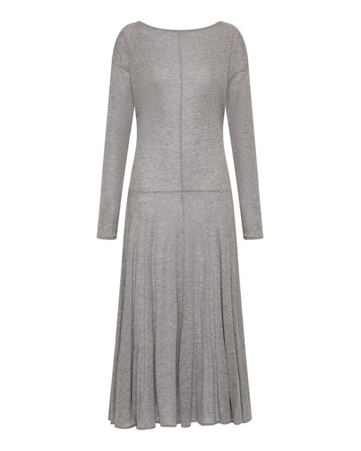 St. Agni Gray Tissue Jersey Bateau Lyocell Dress