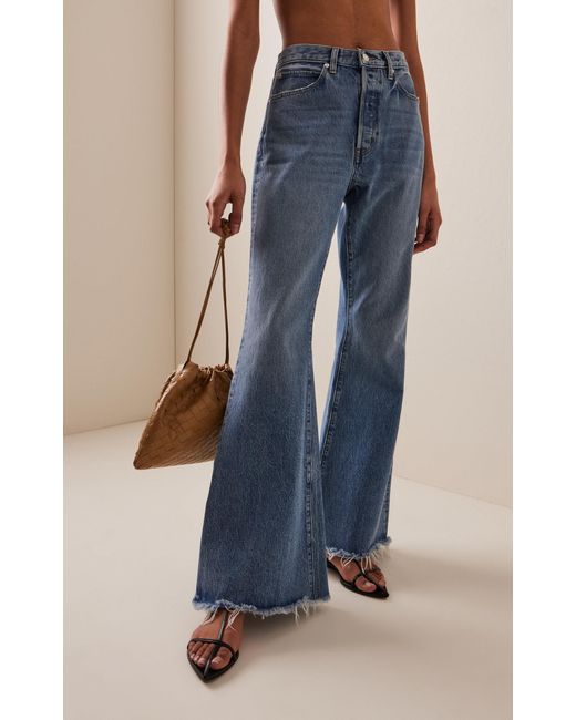 FRAME Blue The Lax Frayed Flared Jeans