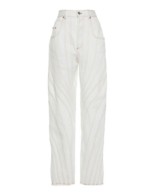 Mugler White High-rise Spiral Straight-leg Jeans