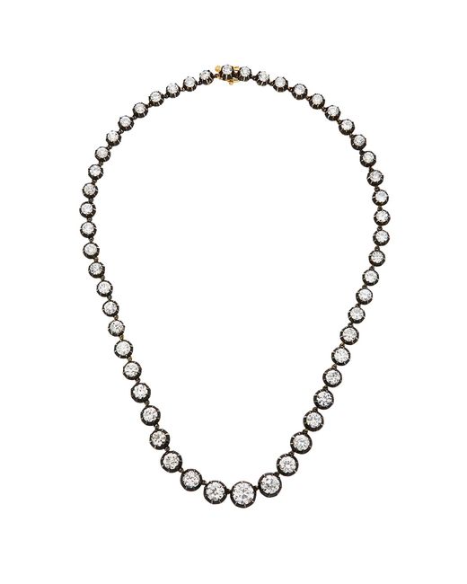Fred Leighton Metallic Old European Cut Diamond Silver-topped Gold Collet Riviere Necklace