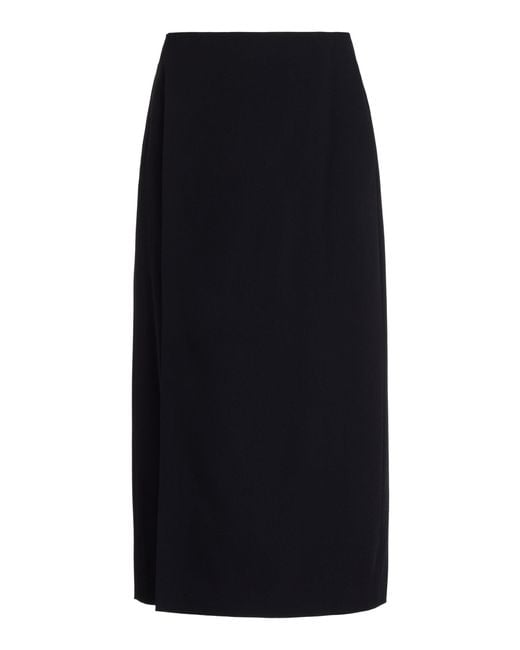The Row Black Kavi Wrapped Wool Column Midi Skirt