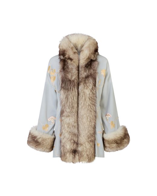 Conner Ives Natural Demi Couture Fur-Trimmed Coat