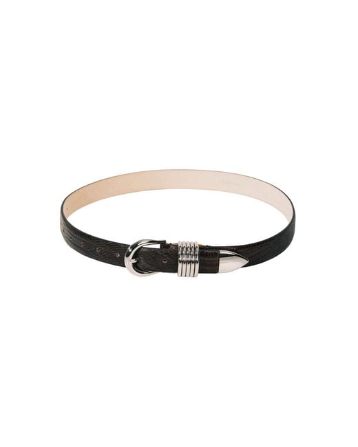 DEHANCHE White Hollyhock Lizard-Effect Leather Belt