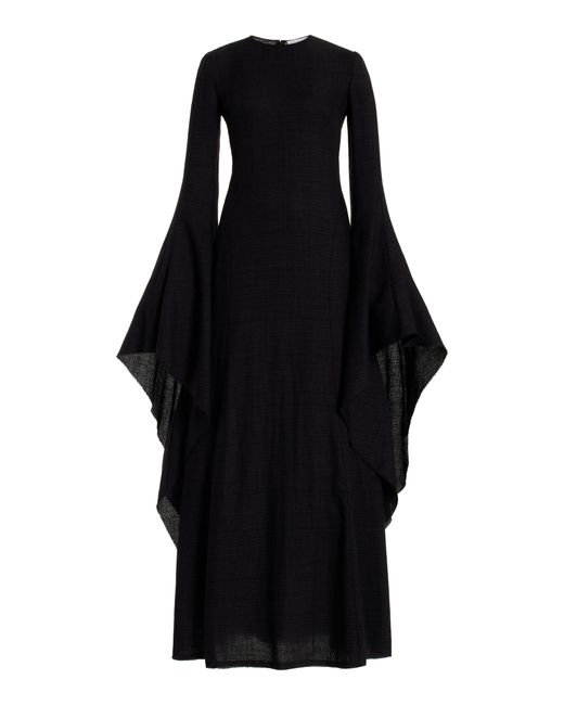 Gabriela Hearst Black Sigrud Draped Wool-silk Maxi Dress