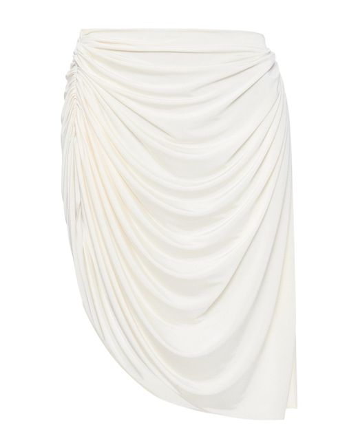 BALYKINA White Draped Satin Midi Cape-To-Skirt