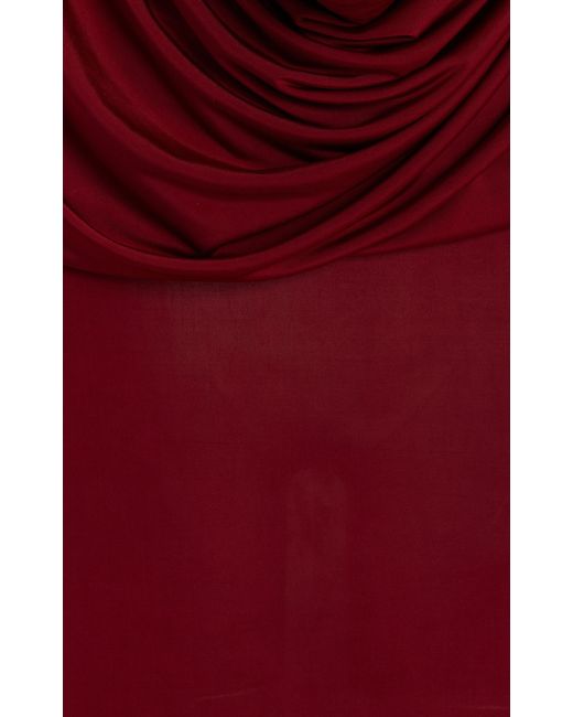 Siedres Red Alea Ruffled Cowl-back Midi Dress