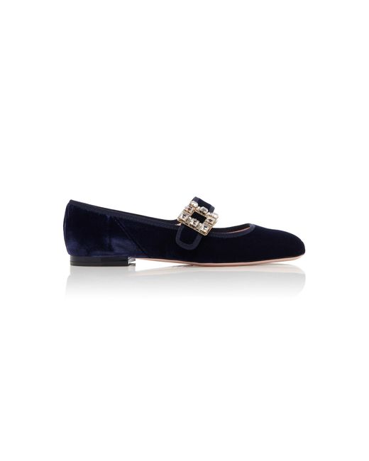 Roger Vivier Black Tres Vivier Velvet Flats