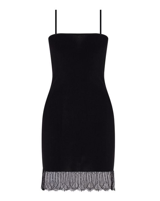 Zeynep Arcay Black Mini Knit Lace Dress