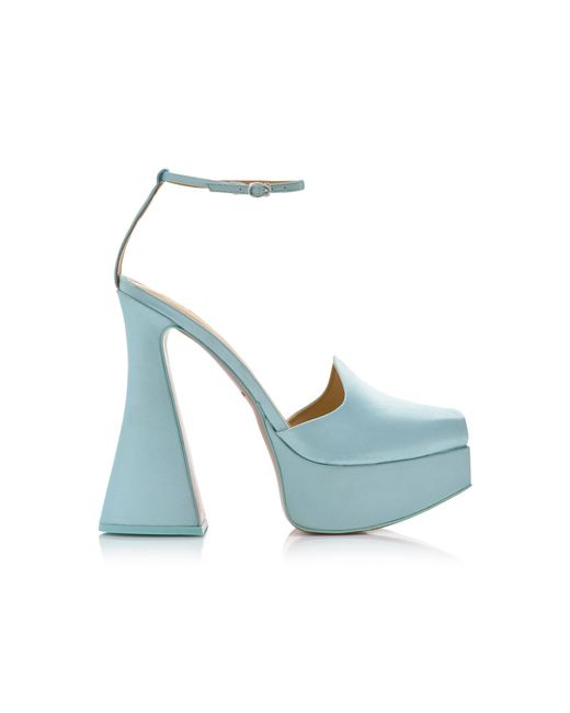 Cult Gaia Blue Laina Satin Platform Pumps