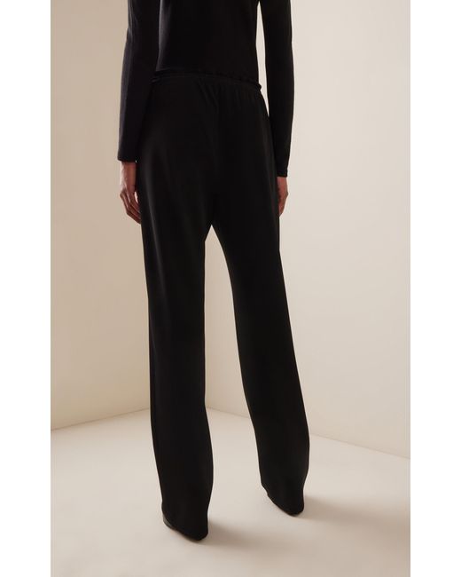 The Row Black Bonnette Drawstring Wool-blend Straight-leg Pants