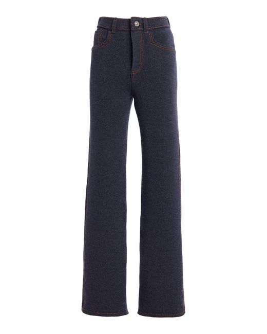 Barrie Blue Cashmere-Denim Flared Pants