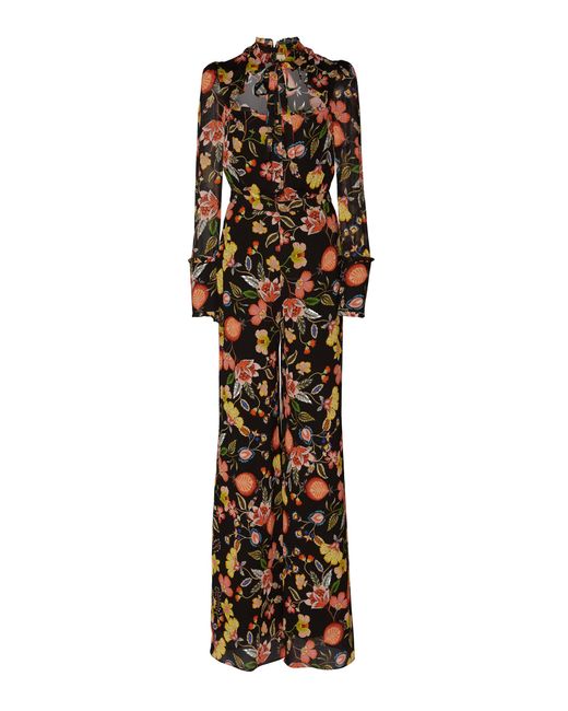 Alexis Multicolor Imogene Tie-neck Floral-print Jersey Jumpsuit