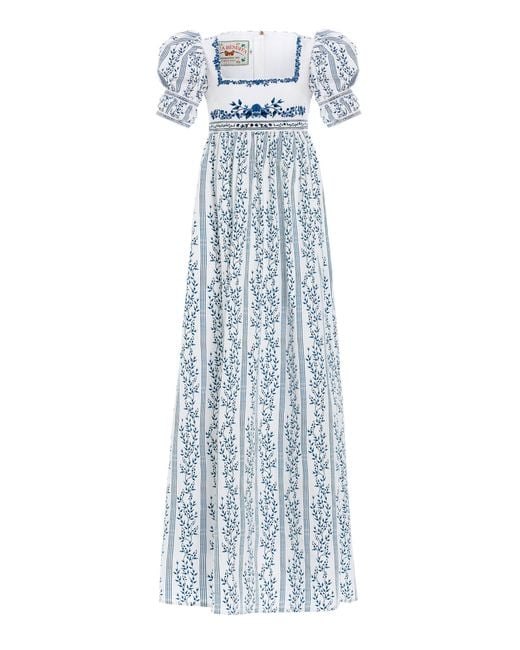 Agua by Agua Bendita White Pistacho Grosellas-printed Poplin Dress