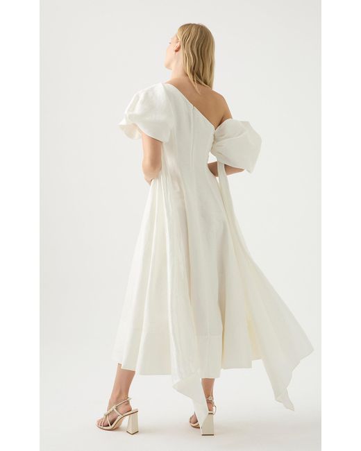 Aje. Arista Asymmetric Midi Dress in White | Lyst