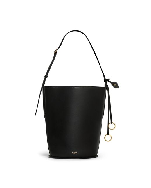 Alaïa Black Leather Bucket Tote Bag