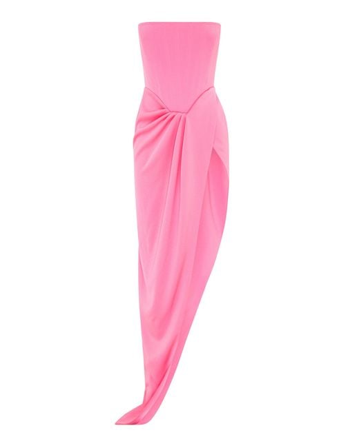 Alex Perry Pink Ledger Satin-crepe Strapless Gown