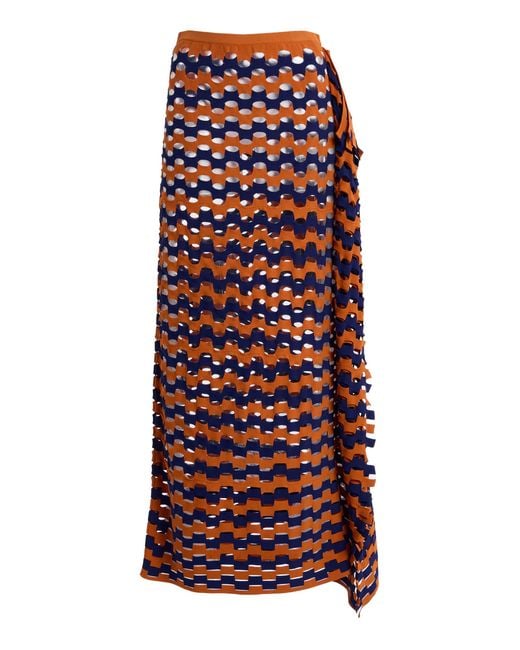 Zankov Red Angelino Open-Knit Maxi Skirt