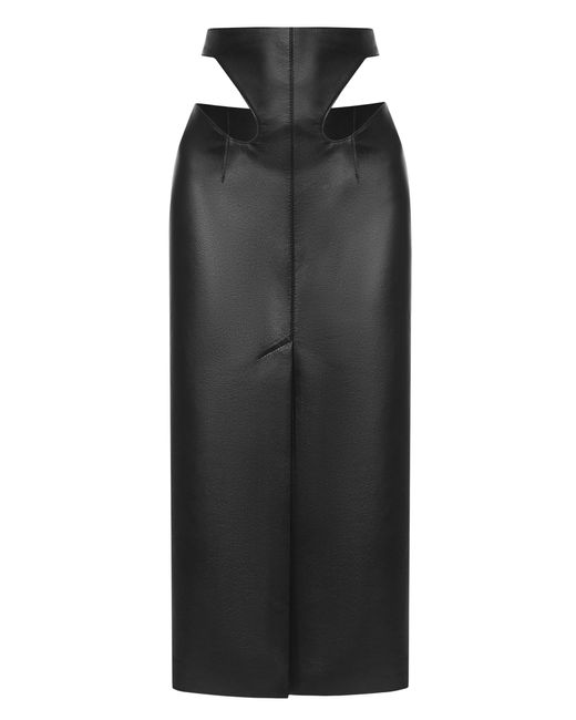 Matériel Black Eco-leather Cut-out Pencil Skirt