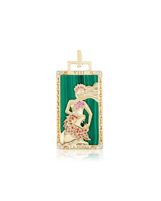 Sorellina White La Forza Piccola 18K Multi-Stone Tarot Card Pendant