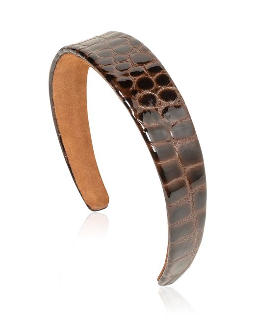 Jennifer Behr Brown Embossed Leather Cruz Headband