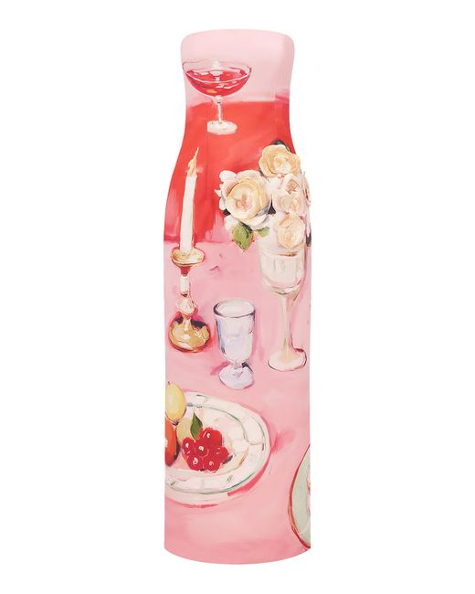 LEO LIN Pink Rayna Embroidered Bustier Maxi Dress