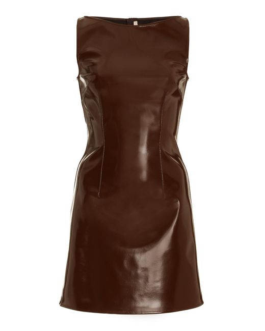 Christopher Kane Leather Vinyl Mini Dress in Brown | Lyst