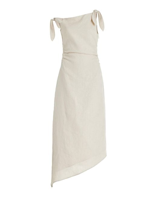 Sir. The Label White Affogato Tie-detailed Linen Maxi Dress
