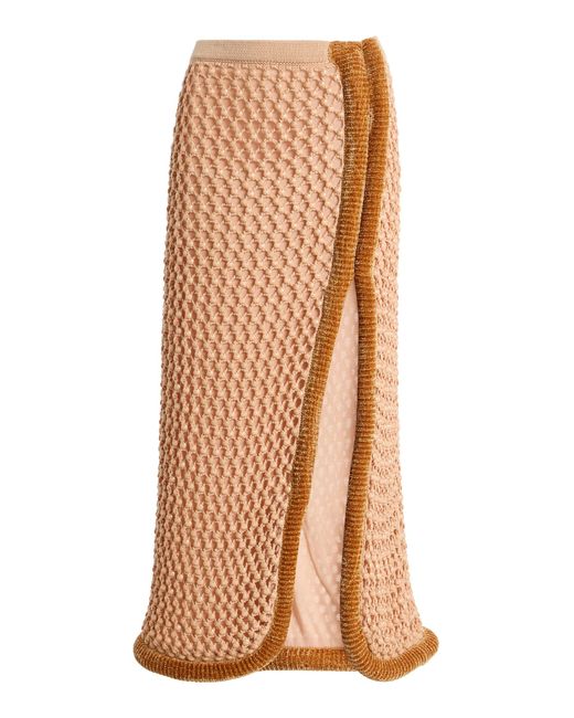 DIOTIMA Brown Castries Embellished Cotton-Blend Midi Skirt
